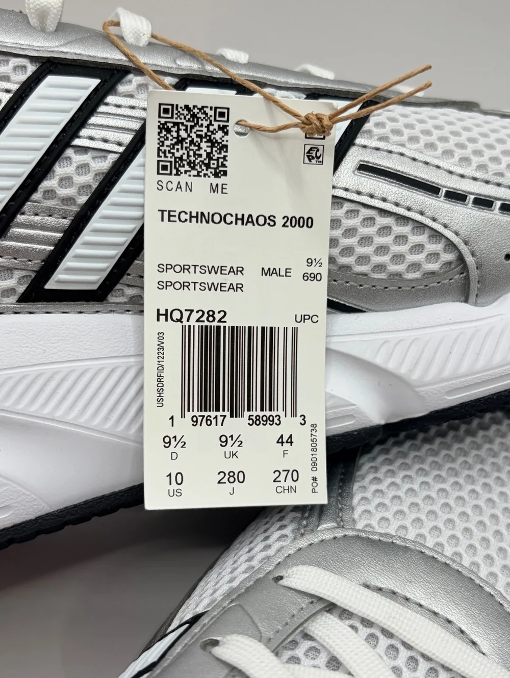 Adidas Technochaos 2000 Men's Running Shoes Size 10 White Black with Cloudfoam
